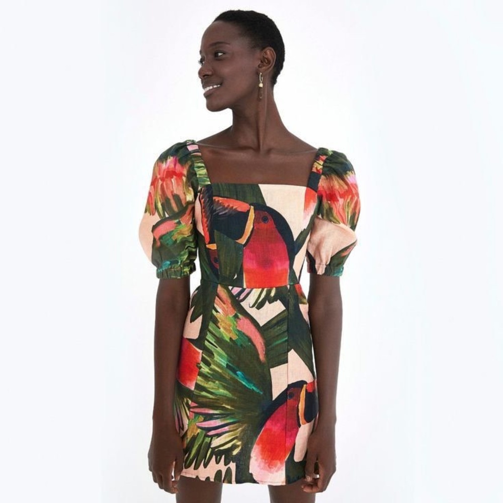 FARM Rio Colorful Puff Sleeve Mini Dress - Picture 3 of 8